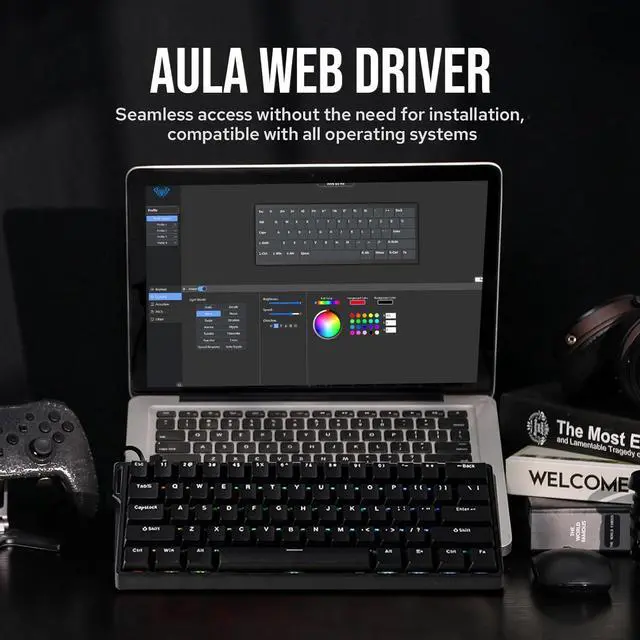 Alt view image 6 of 7 - Aula WIN60 HE 60% Wired Magnetic Keyboard with Adjustable Actuation, 8000 Hz Polling Rate, Hall Effect Switches, Hot-Swap, for FPS Games (Black)