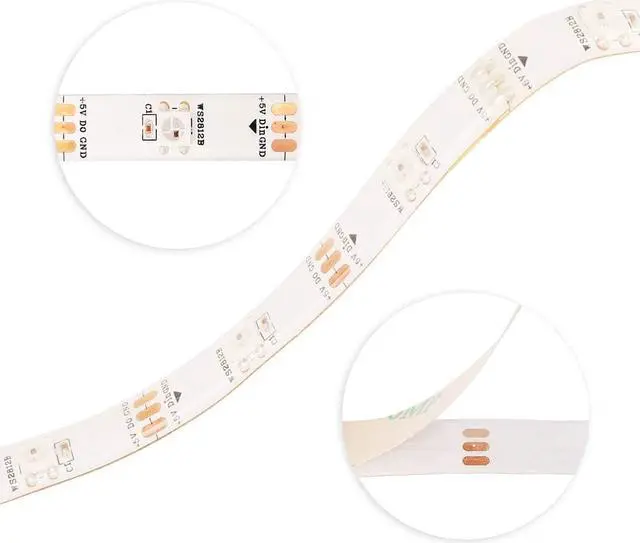 Alt view image 5 of 7 - BTF-LIGHTING WS2812B RGB 5050SMD Individual Addressable 16.4FT 30Pixels/m 150Pixels Flexible White PCB Full Color LED Pixel Strip Dream Color IP65 Waterproof Making LED Screen LED Wall Only DC5V