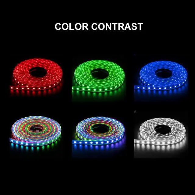 Alt view image 2 of 7 - BTF-LIGHTING WS2812B RGB 5050SMD Individual Addressable 16.4FT 30Pixels/m 150Pixels Flexible White PCB Full Color LED Pixel Strip Dream Color IP65 Waterproof Making LED Screen LED Wall Only DC5V