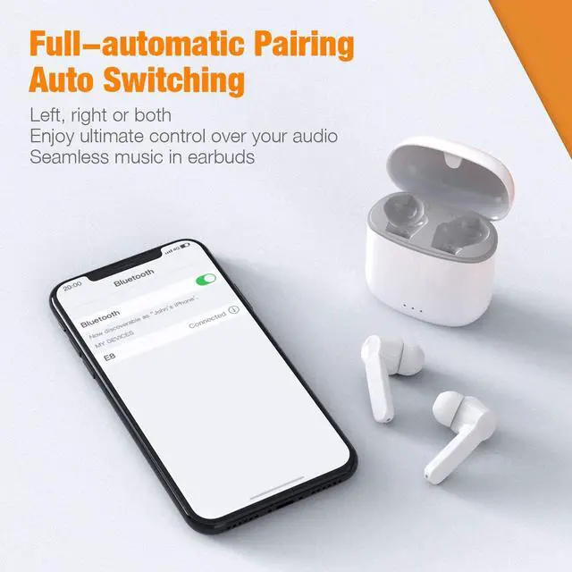 Alt view image 2 of 5 - Wireless Earbuds, Bluetooth 5.0 Earbuds Hi-Fi Stereo Headphones 30H Playtime True Wireless Earbuds IPX6 Waterproof Earphones in-Ear Headphones with Mic and USB C for Working/Travel/Gym
