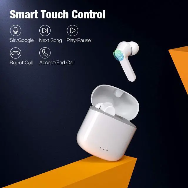 Alt view image 3 of 5 - Wireless Earbuds, Bluetooth 5.0 Earbuds Hi-Fi Stereo Headphones 30H Playtime True Wireless Earbuds IPX6 Waterproof Earphones in-Ear Headphones with Mic and USB C for Working/Travel/Gym
