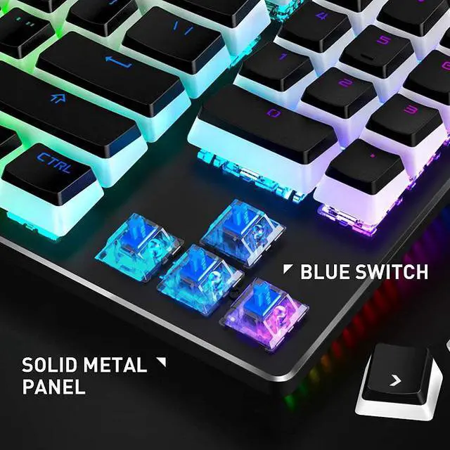 Alt view image 4 of 7 - Havit Mechanical Gaming Keyboard with PBT Pudding Keycaps, 89 Keys RGB Backlit Wired USB Computer Keyboards with Blue Switches & Surround Lighting for Desktop PC Gamer