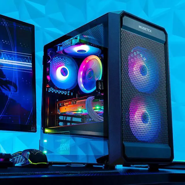 Main image of MATX(Micro ATX) PC Case, Computer Case Pre-Installed 2pcs ARGB Fans,MUSETEX Computer Gaming Case with Type-C, USB 3.0, Opening Tempered Glass Side Door Mesh Airflow Tower Case