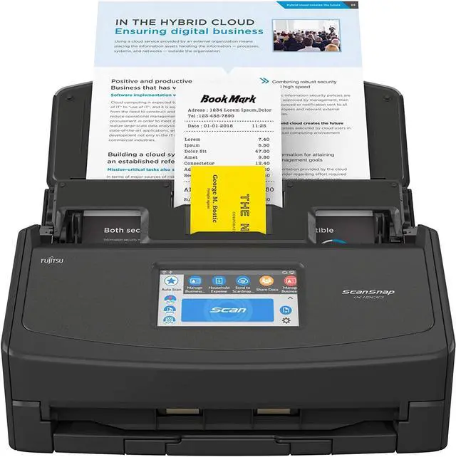 Alt view image 2 of 6 - Fujitsu ScanSnap iX1500 Color Duplex Document Scanner with Touch Screen for Mac and PC (Black Model)