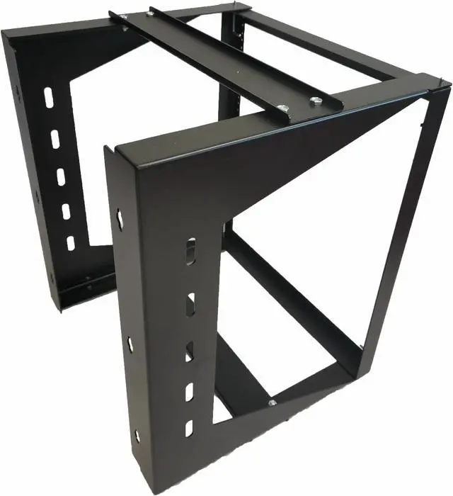 Alt view image 2 of 4 - DavisLegend 12U Swing Gate Wall Mount IT Open Frame Network Rack Hinged 19" Tap Black 18" deep
