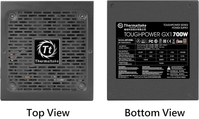 Alt view image 2 of 6 - Thermaltake Toughpower GX1 80+ Gold 700W SLI/Crossfire Ready Continuous Power ATX 12V V2.4/EPS V2.92 Non Modular Power Supply 5 Year Warranty PS-TPD-0700Nnfagu-1