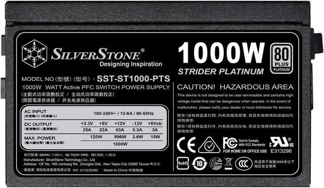 Alt view image 6 of 7 - SilverStone Technology 1000 Watt Fully Modular 80 Plus Platinum Power Supply Ultra Compact 140mm in Depth, ST1000-PTS-x