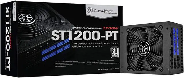 Main image of SilverStone Technology ST1200-PT 80 Plus Platinum 1200W Fully Modular ATX/PS2 Power Supply SST-ST1200-PT-X Black