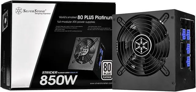 Alt view image 2 of 7 - SilverStone Technology Strider 850 Watt 80 Plus Platinum Modular PSU 850 Power Supply PS-ST85F-PT & Flat Flexible Short Cable Set Designed for Silverstone Modular Power Supplies PP05-E