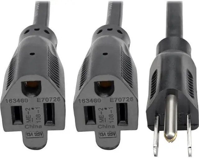 Alt view image 5 of 9 - Tripp Lite 19In Power Cord Extension Y Splitter Cable 5-15P To 5-15R 13A 16Awg 18"