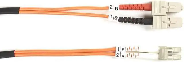 Main image of Black Box FO625-003M-SCLC OM1 62.5-Micron Multimode Fiber Optic Patch Cable - OFNR PVC, LC-SC, Orange, 3m (9.8 ft.)