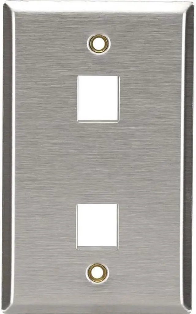 Alt view image 5 of 9 - Black Box WP371 Keystone Wallplate - Stainless Steel, Single-Gang, 2-Port