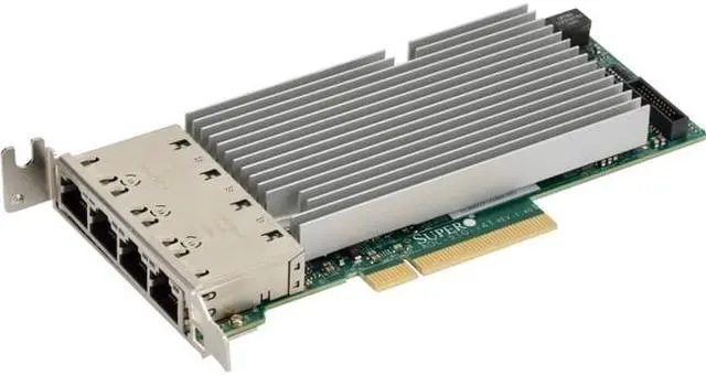 Alt view image 2 of 2 - Supermicro AOC-STG-I4T-O Standard LP 4PT 10GbaseT Intel XL710 + X557 Brown Box