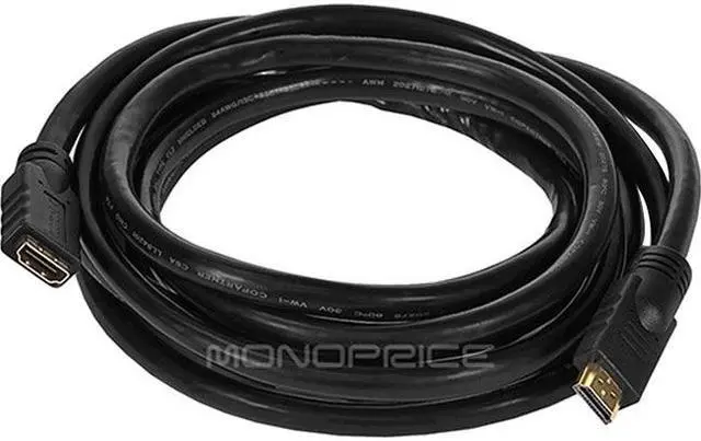 Alt view image 8 of 14 - Monoprice Commercial Series High Speed HDMI Extension Cable, 4K @ 24Hz, 10.2Gbps, 24AWG, CL2, 10ft, Black