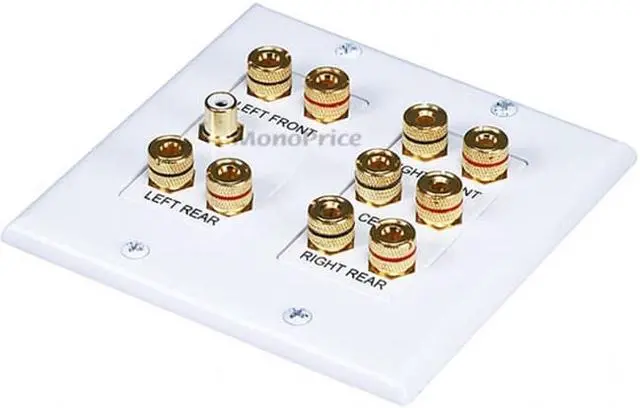 Alt view image 7 of 9 - Monoprice 2-Gang 5.1 Surround Sound Distribution Coupler Wall Plate