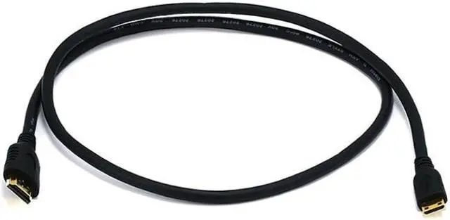 Alt view image 10 of 16 - Monoprice High Speed HDMI Cable - 6 Feet - Black | Blackwith HDMI Mini Connector, 4K @ 24Hz, 10.2Gbps, 30AWG