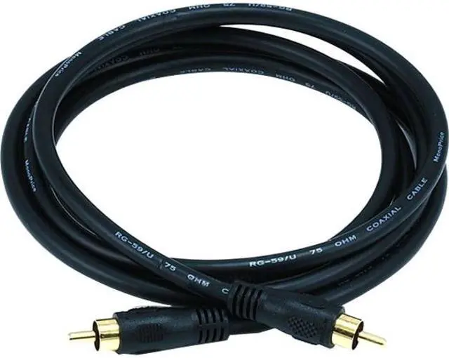 Alt view image 4 of 8 - Monoprice Audio/Video Coaxial Cable - 6 Feet - Black | RCA Male/Male RG-59U 75ohm (for S/PDIF Digital Coax Subwoofer & Composite Video)