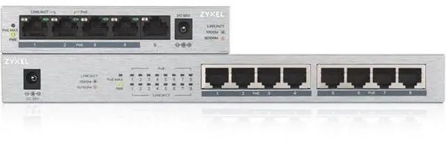 Alt view image 5 of 18 - ZYXEL 8-Port GbE Unmanaged PoE Switch - 8 Ports - Manageable - 2 Layer Supported - Twisted Pair - -