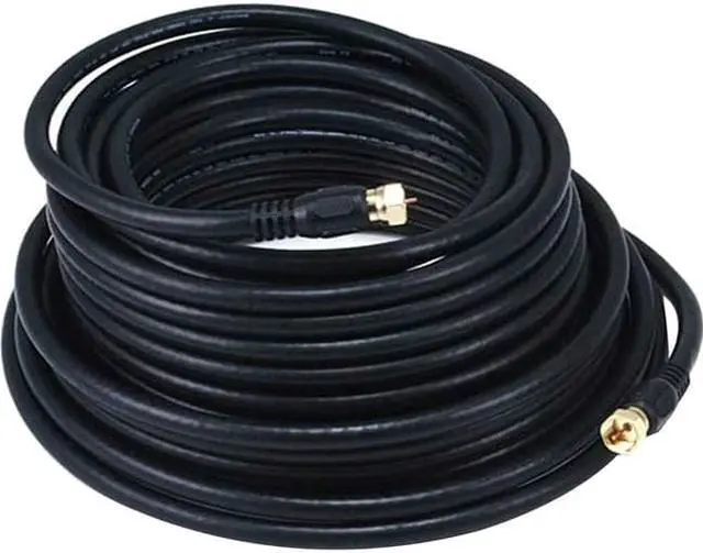 Alt view image 2 of 11 - Monoprice 50ft RG6 (18AWG) 75Ohm, Quad Shield, CL2 Coaxial Cable with F Type Connector - Black