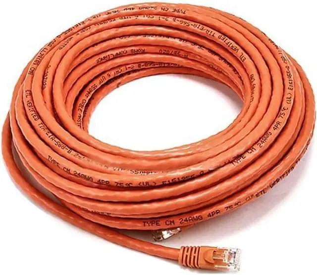Alt view image 5 of 8 - Monoprice Cat6 Ethernet Patch Cable - 50 Feet - Orange | Network Internet Cord - RJ45, Stranded, 550Mhz, UTP, Pure Bare Copper Wire, Crossover, 24AWG