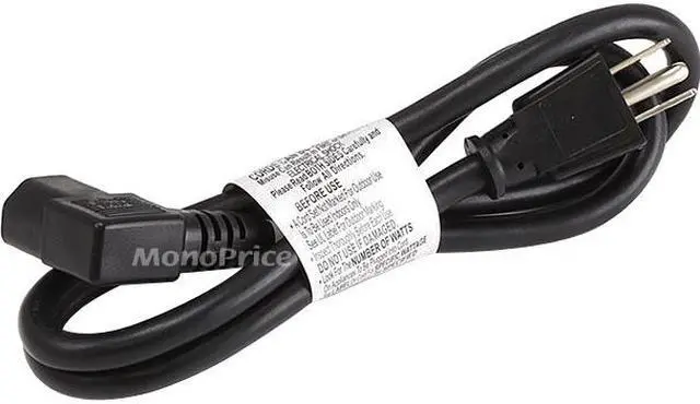 Alt view image 3 of 11 - Monoprice 3ft 16AWG Power Cord w/ 3 Conductor PC Power Connector Socket, 13A (NEMA 5-15P to Right Angle IEC-320-C13)