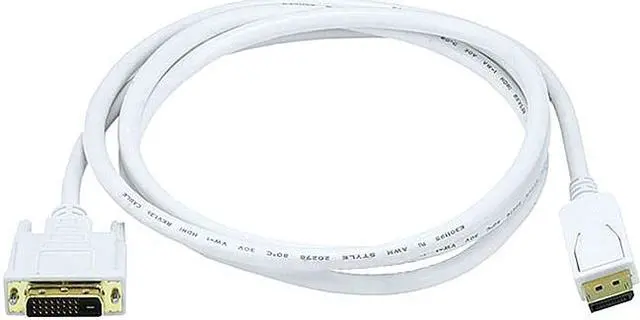 Alt view image 5 of 15 - Monoprice DisplayPort to DVI Cable - 15 Feet - White | 28AWG, Pure Copper Cores