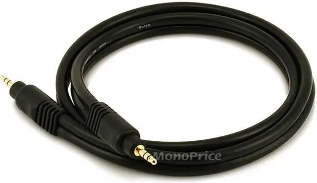 Alt view image 4 of 6 - A/V Cable, 3.5mm M/M cable, Black,3ft MONOPRICE 5576