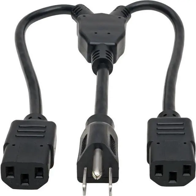 Alt view image 13 of 18 - Tripp Lite P004-18N-2C13 C14 Male to C13 Female Splitter, PDU Style - C14 to 2x C13, 10A, 100–250V, 18 AWG, 18 in., Black