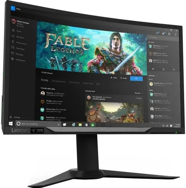 Alt view image 11 of 11 - Lenovo Y27G 65BEGCC1US 27" Curved Gaming WLED Monitor, 144Hz Extreme R1800 Panel, 1920x1080, NVIDIA G-SYNC, Tilt, Swivel, HDMI, Display Port, USB 3.0 with BC 1.2