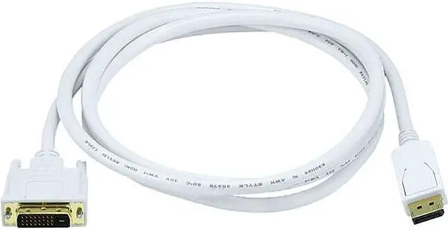 Alt view image 7 of 16 - Monoprice 6ft Gold Plated 28AWG DisplayPort to DVI Cable - White