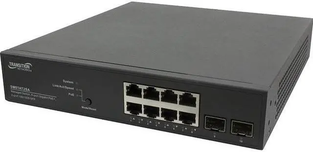 Alt view image 2 of 9 - TRANSITION NETWORKS SM8TAT2SA-NA SMART MANAGED POE+ SWITCH8PORT