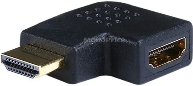 Alt view image 5 of 10 - Monoprice HDMI Right Angle Port Saver Adapter (Male to Female), 90-Degree, Vertical Flat Left
