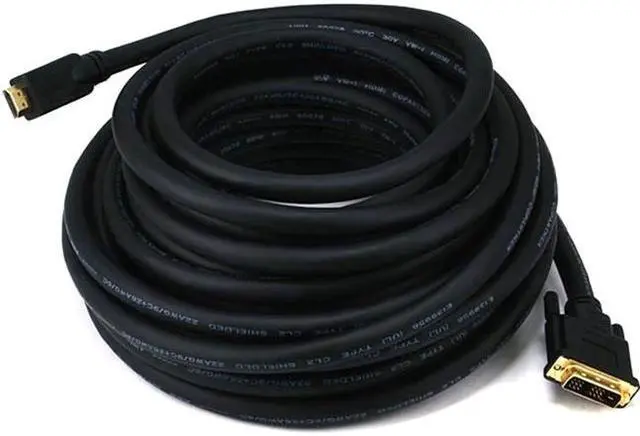 Alt view image 9 of 18 - Monoprice 50ft 22AWG CL2 Standard HDMI to DVI Adapter Cable - Black