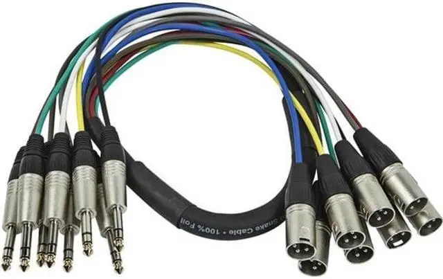 Alt view image 8 of 10 - Monoprice 8-Channel 1/4 Inch TRS Male to XLR Male Snake 26AWG Cable C/d - 3 Feet With 8 Balanced Mono / Unbalanced Stereo Lines