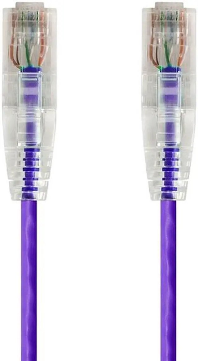 Alt view image 5 of 7 - Monoprice Cat6 Ethernet Patch Cable - 2 feet - Purple | Snagless RJ45 Stranded 550MHz UTP CMR Riser Rated Pure Bare Copper Wire 28AWG - SlimRun Series