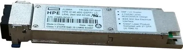Alt view image 6 of 6 - HP X140 40G QSFP+ LC LR4L 2KM SM Transceiver
