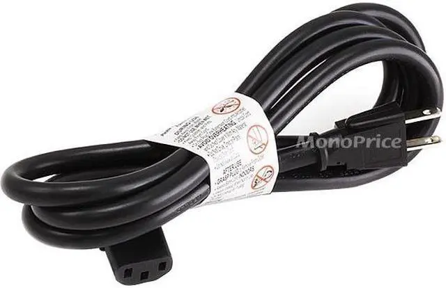 Alt view image 2 of 12 - Monoprice 10ft 14AWG Power Cord w/ 3 Conductor PC Power Connector Socket, 15A (NEMA 5-15P to Right Angle IEC-320-C13)