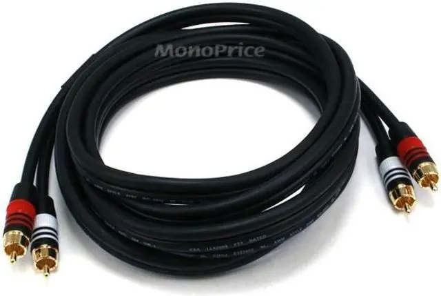 Alt view image 4 of 16 - Monoprice 10ft Premium 2 RCA Plug/2 RCA Plug M/M 22AWG Cable - Black