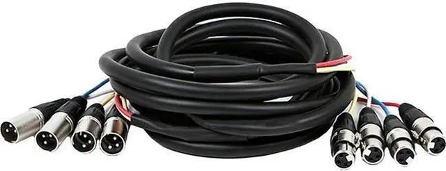 Alt view image 6 of 11 - Monoprice 4-Channel XLR Male to XLR Female Snake Cable Cord - 15 Feet- Black/Silver With Metal Connector Housings Plastic And Rubber Cable Boots