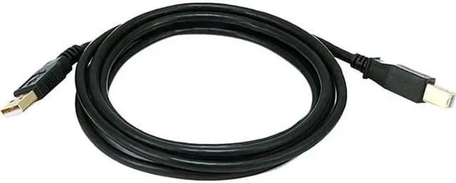 Alt view image 3 of 14 - Monoprice USB 2.0 Cable - 6 Feet - Black | USB Type-A Male to USB Type-B Male, 28/24AWG with Ferrite Core, Gold Plated