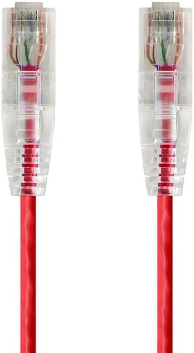 Alt view image 6 of 12 - Monoprice Cat6 Ethernet Patch Cable - 2 feet - Red | Snagless RJ45 Stranded 550MHz UTP CMR Riser Rated Pure Bare Copper Wire 28AWG - SlimRun Series