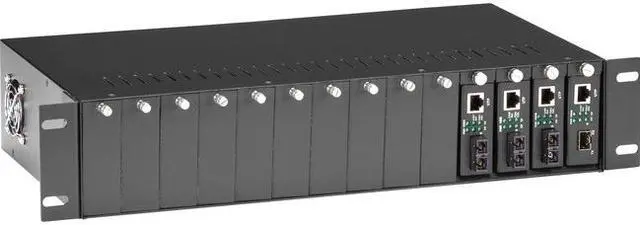 Alt view image 3 of 8 - Black Box LHGC-RACK Copper to Fiber Media Converter Chassis - 2U 14-Slot