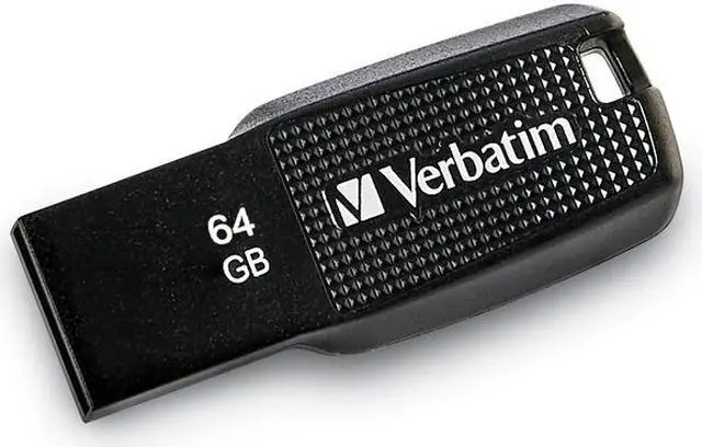 Alt view image 3 of 13 - Verbatim 64GB Ergo USB 2.0 Flash Drive - Black  70877