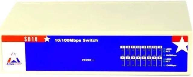 Alt view image 5 of 8 - Amer Networks SD16 10/100Mbps 16-Port Unmanaged Desktop Switch