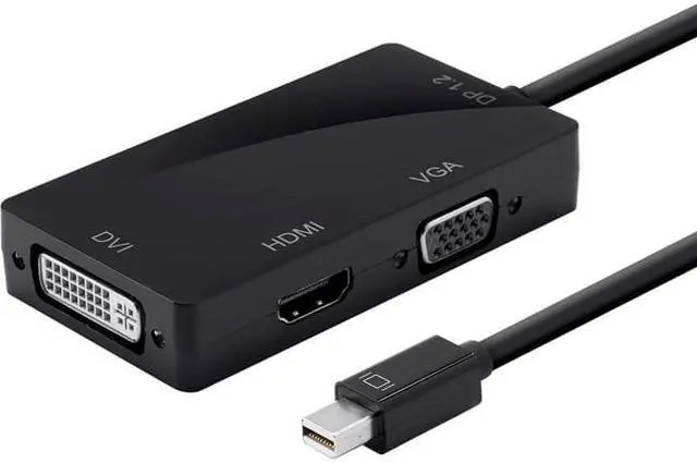 Alt view image 8 of 12 - Monoprice Mini DisplayPort 1.2a / Thunderbolt to 4K HDMI, DVI, and VGA Passive Adapter, Black (112799)