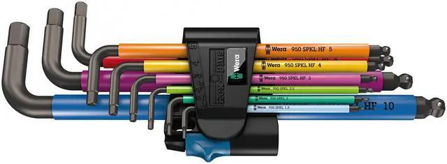 Main image of Wera Hex-Plus Color Coded Metric Long Shaft with Hold Function L-Key 9 Piece Set
