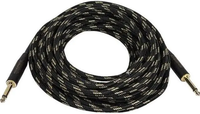 Alt view image 3 of 8 - Monoprice Braided Cloth 1/4 Inch (TS) Male 20AWG Instrument Cable Cord - 35 Feet- Black (Gold Plated)