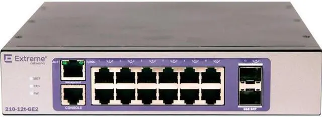 Alt view image 11 of 14 - Extreme Networks - 16566 - Extreme Networks 210-12t-GE2 Ethernet Switch - 12 Ports - Manageable - 3 Layer Supported -