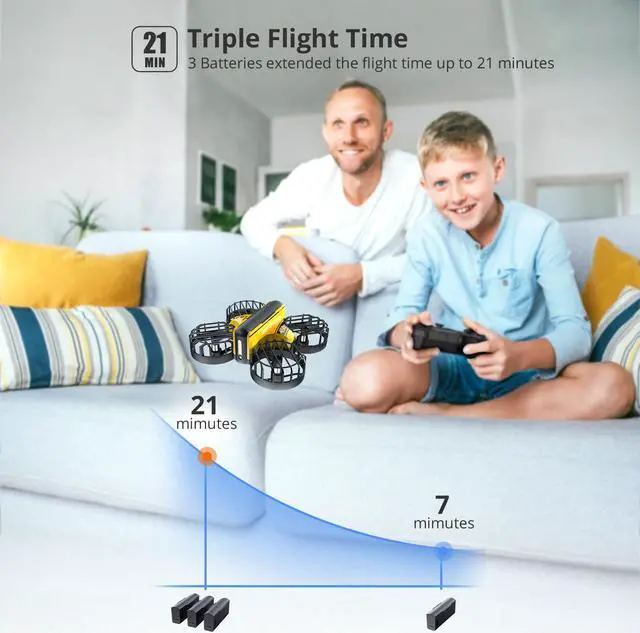 Alt view image 3 of 7 - Holy Stone HS450 Mini Drone, Hand Operated + Remote Control Nano Quadcopter for Kids, with 3 Batteries