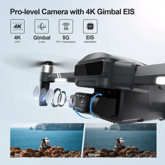Alt view image 3 of 7 - Holy Stone HS600 RID GPS Drone with 4K Camera, 2-Asix Gimbal, EIS and 3KM FPV - Drones for Adults Brushless Motor, Auto Return, Follow Me, Waypoints, Circle Fly and 56 Min Long Flight